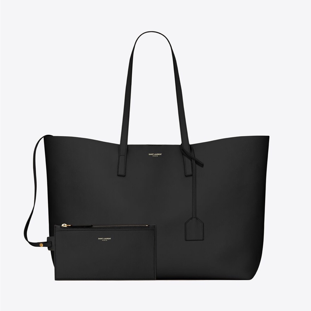 SHOPPING SAINT LAURENT LEATHER TOTE
